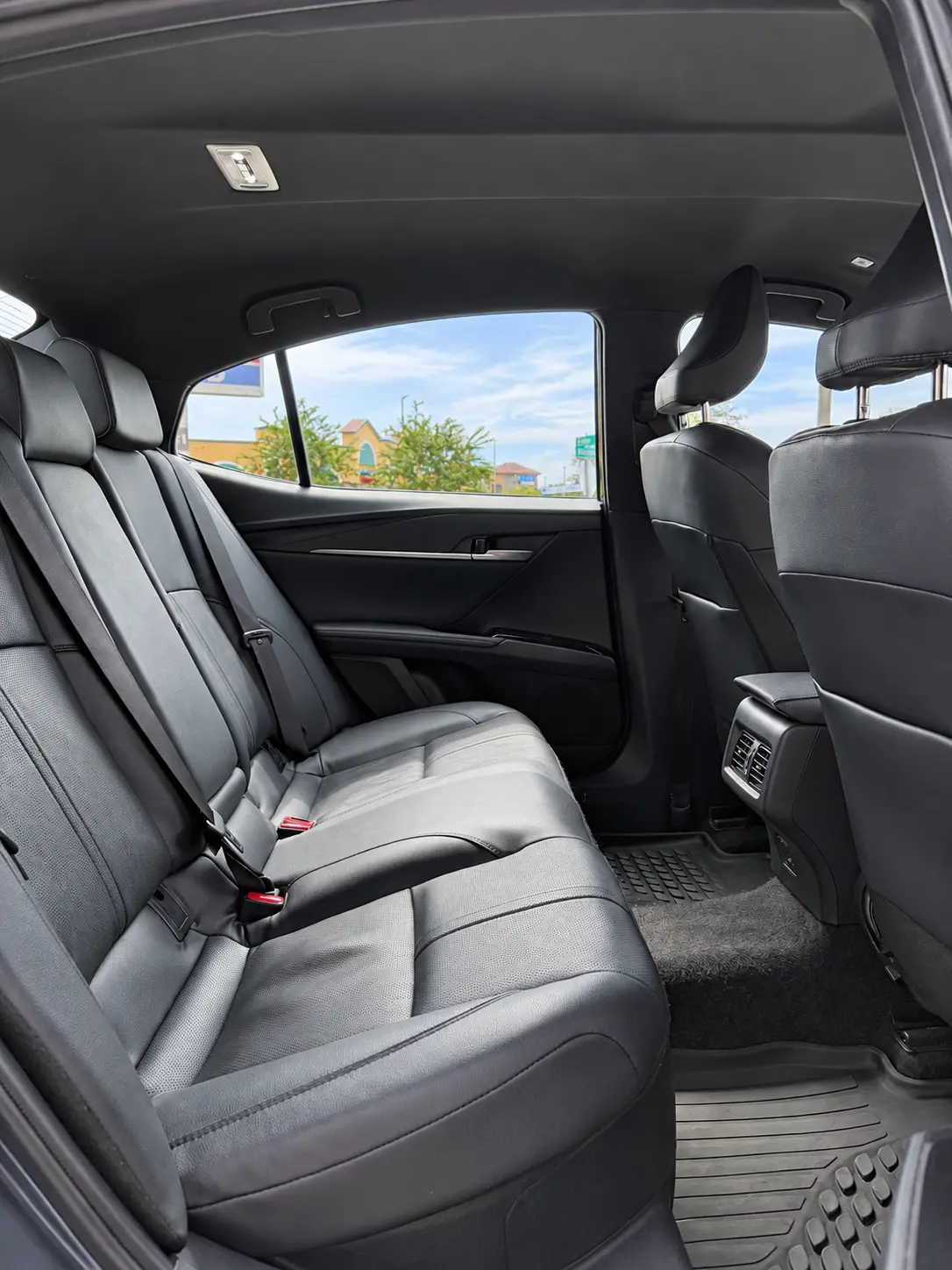 Clean rear passenger seating inside the Manuel Ride vehicle